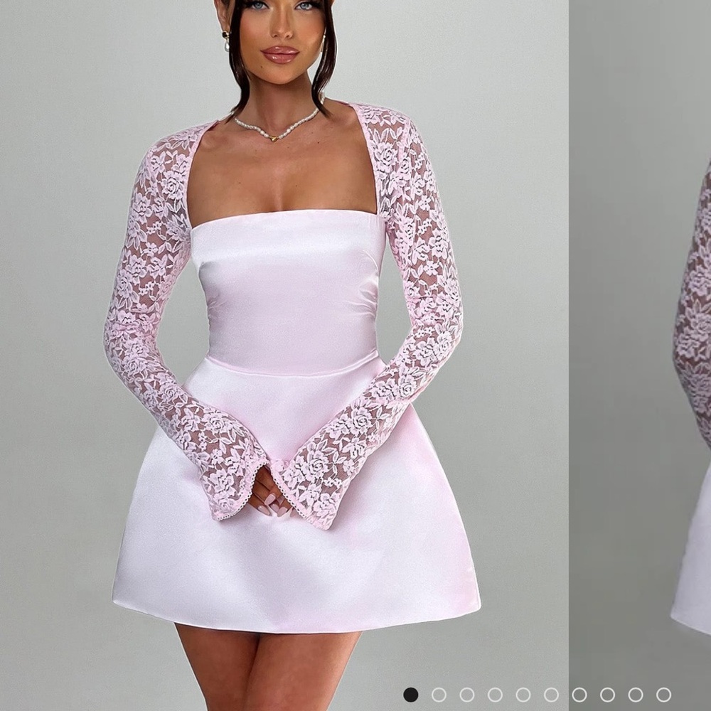 Elegant Pink Lace Midi Dress